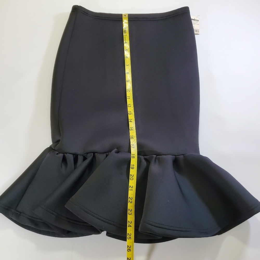 7624 * Mermaid Flounce Midi Skirt Black Size L NWT - Picture 8 of 8